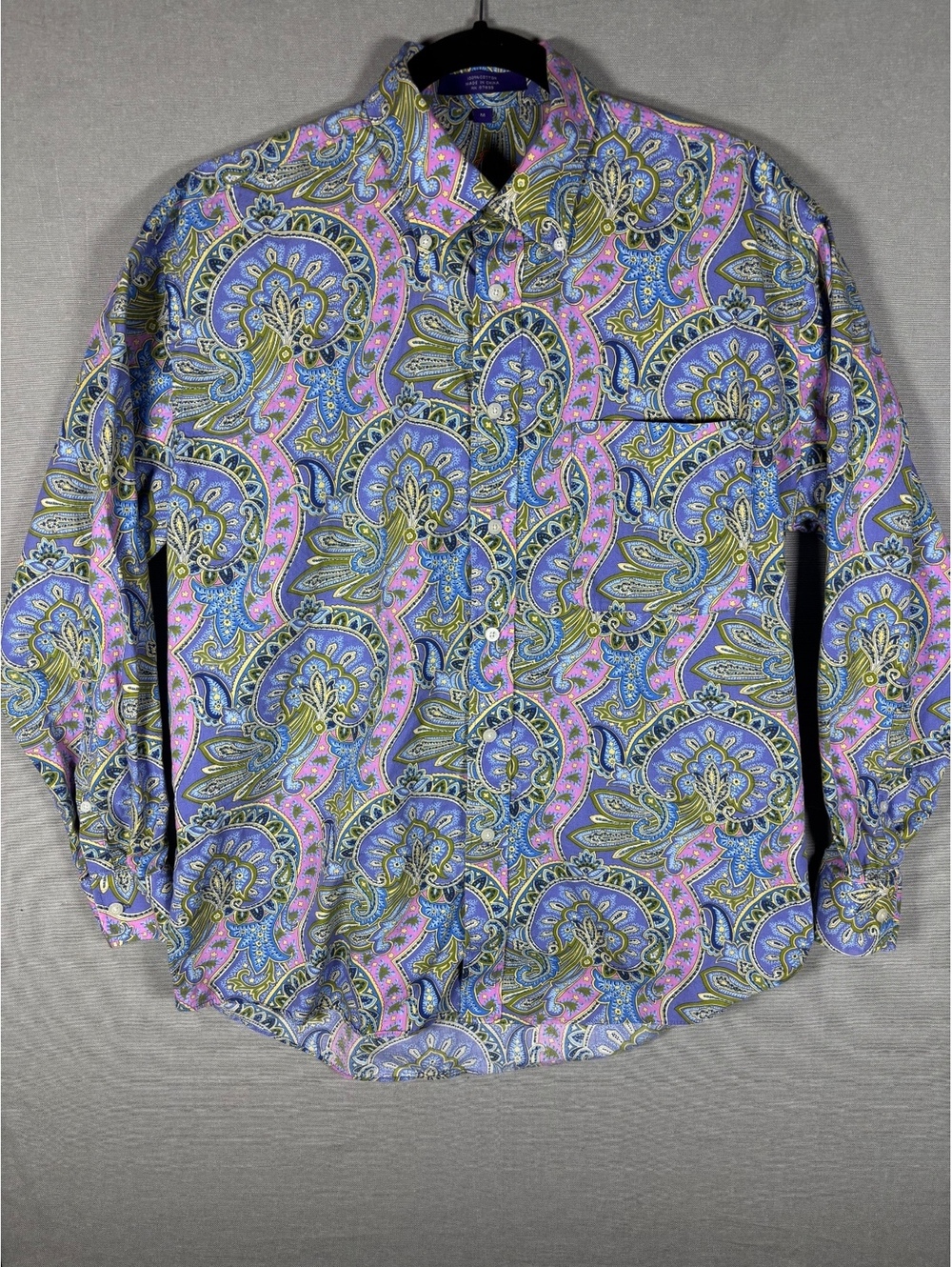 Alain Flusser Men's Medium Paisley Button-Up Shirt 100% Cotton